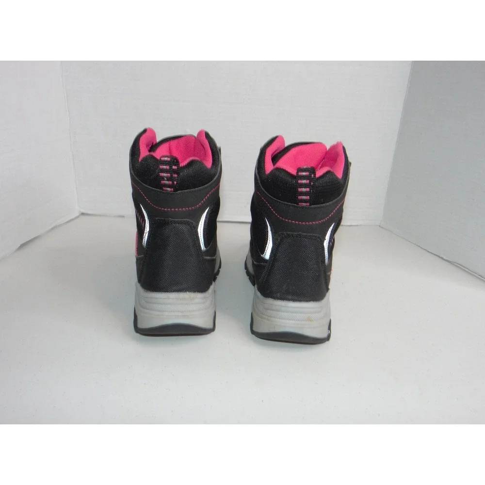 Ovekos Girls Black Pink Triple Strap Reflective Winter Snow Boots Size 31